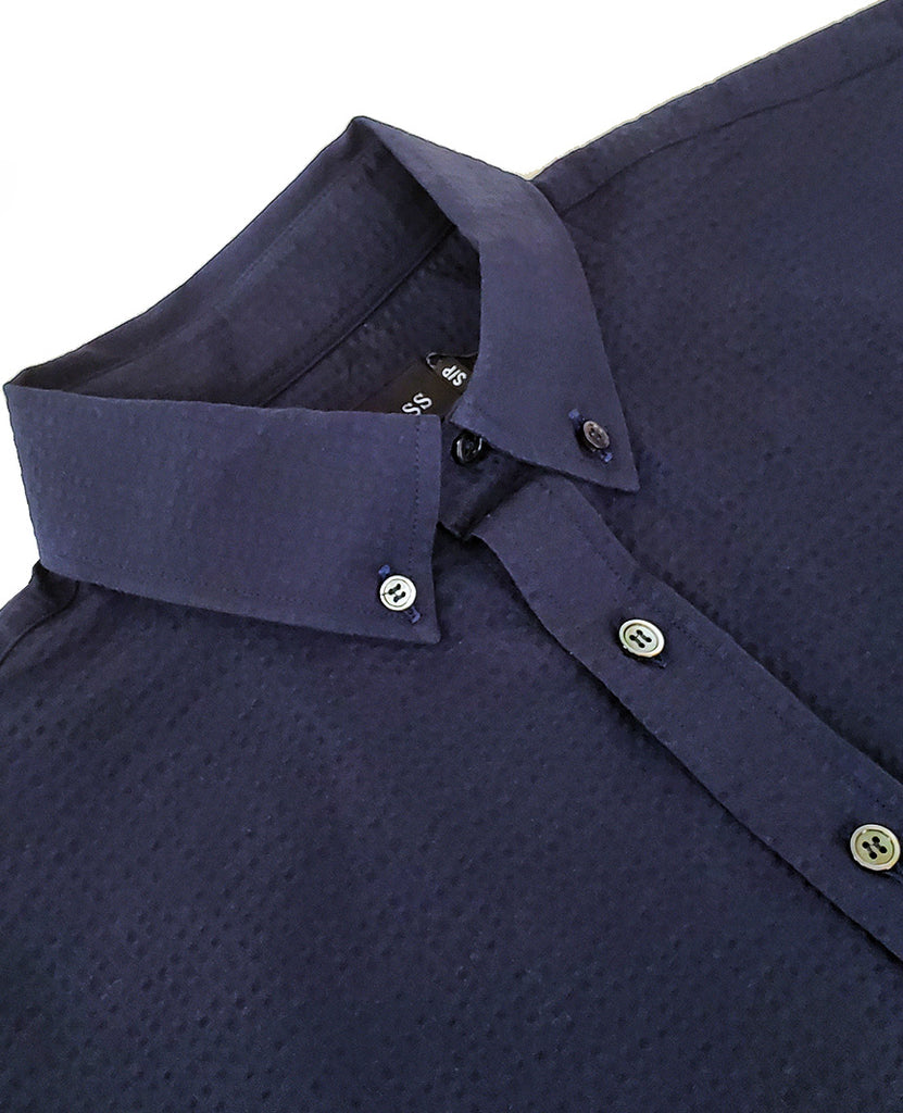 Navy Seersucker S/S Shirt data-zoom-image=