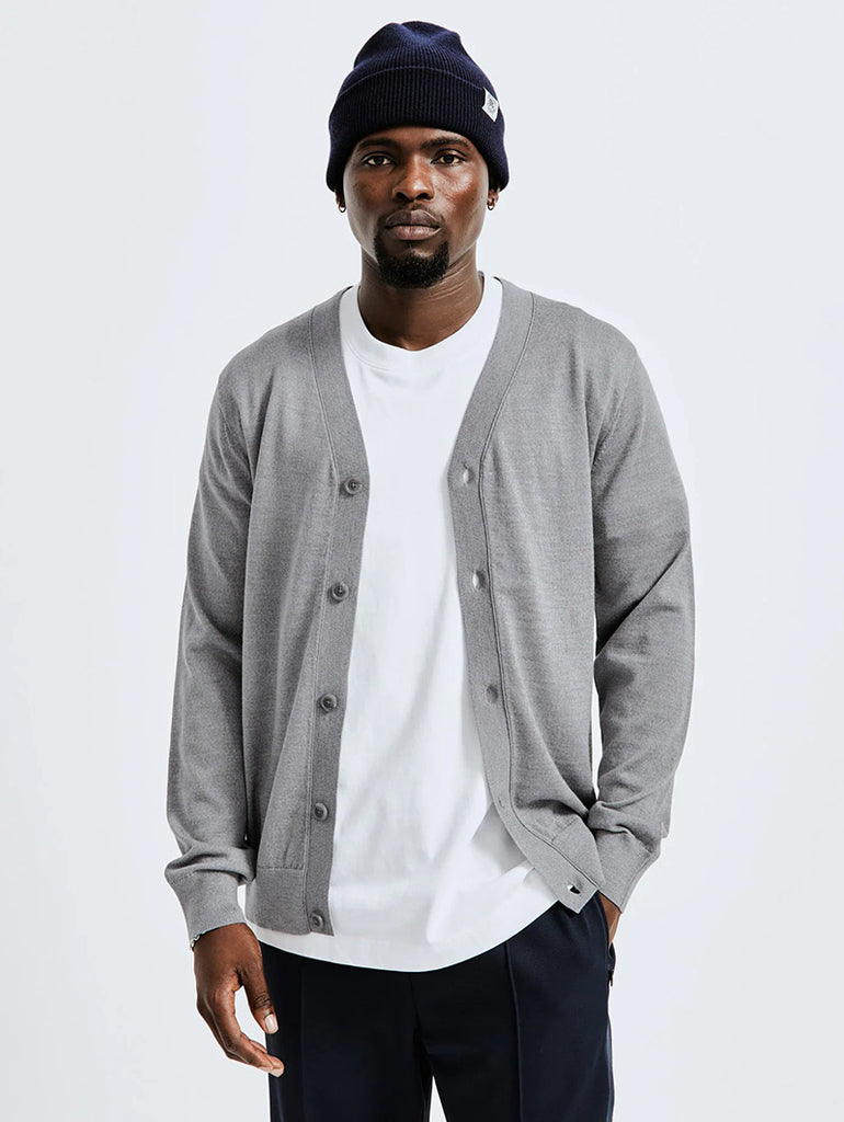 Lightweight Merino Harry Cardigan Heather Grey data-zoom-image=