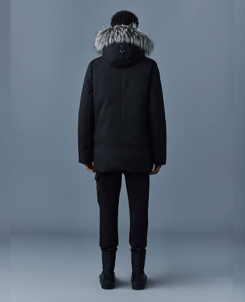 Edward  2-in-1 Down Parka Hooded bib  Silver Foxx Fur Black data-zoom-image=