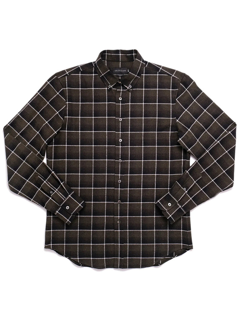 Olive Shadow Plaid Flannel Shirt data-zoom-image=