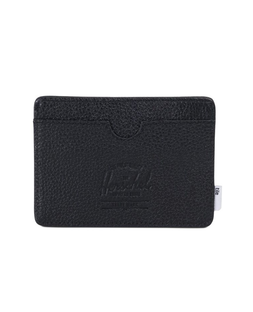 Charlie Wallet Tile Black Pebbled Leather data-zoom-image=