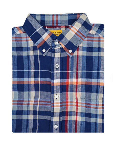 N°6 Classic Button Down Collar Short Sleeve Shirt Navy/Grey