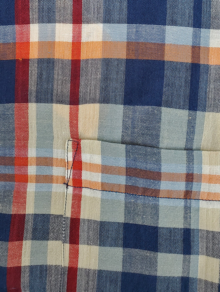 N°6 Classic Button Down Collar Short Sleeve Shirt Navy/Grey data-zoom-image=