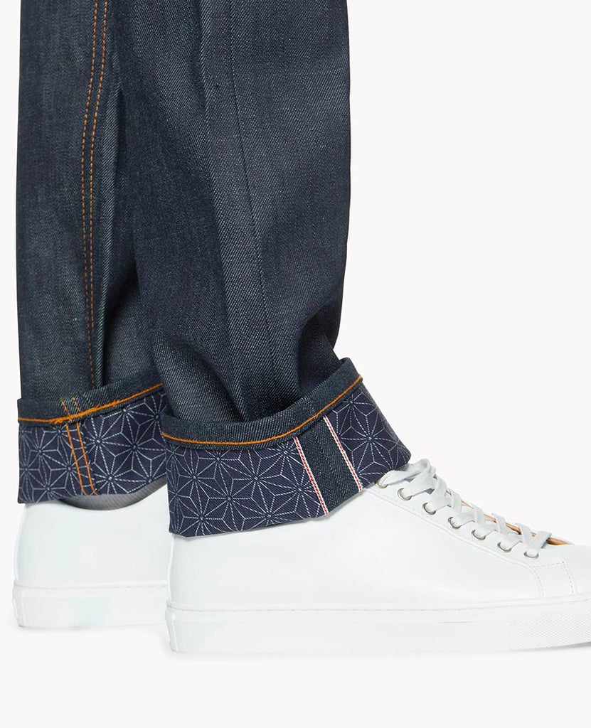 Asanoha Kimono Print Selvedge Indigo Weird Guy data-zoom-image=