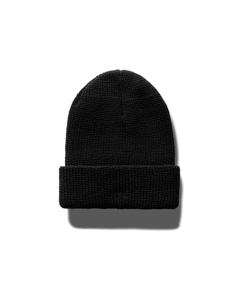 Merino Crest Label Wool Beanie Black data-zoom-image=