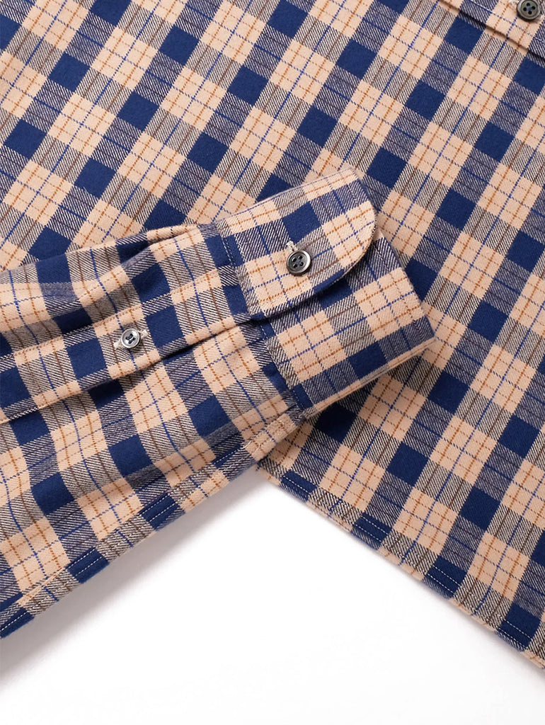 Camel/Navy Check Flannel Shirt data-zoom-image=