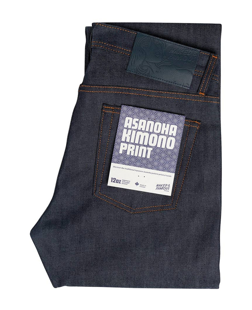 Asanoha Kimono Print Selvedge Indigo Weird Guy data-zoom-image=