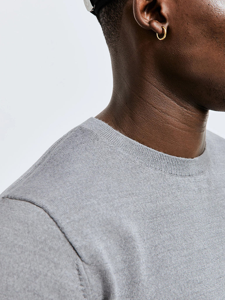 Lightweight Merino Harry Crewneck Heather Grey data-zoom-image=