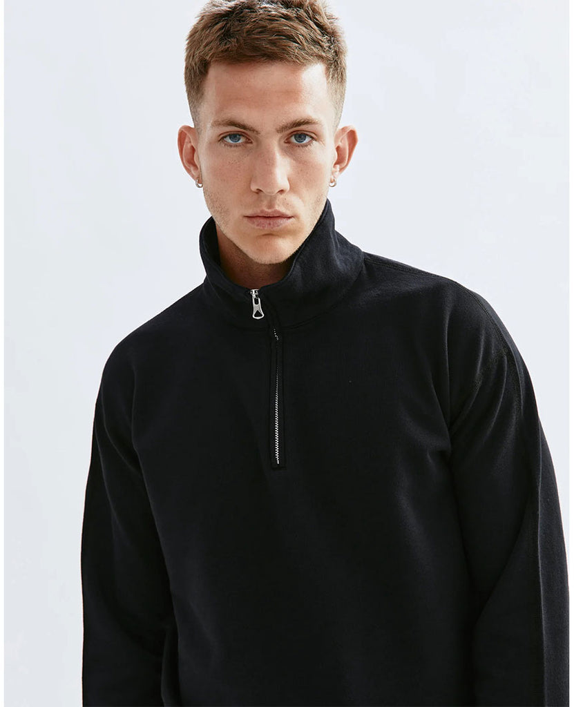 Lightweight Terry Quarter Zip Black data-zoom-image=