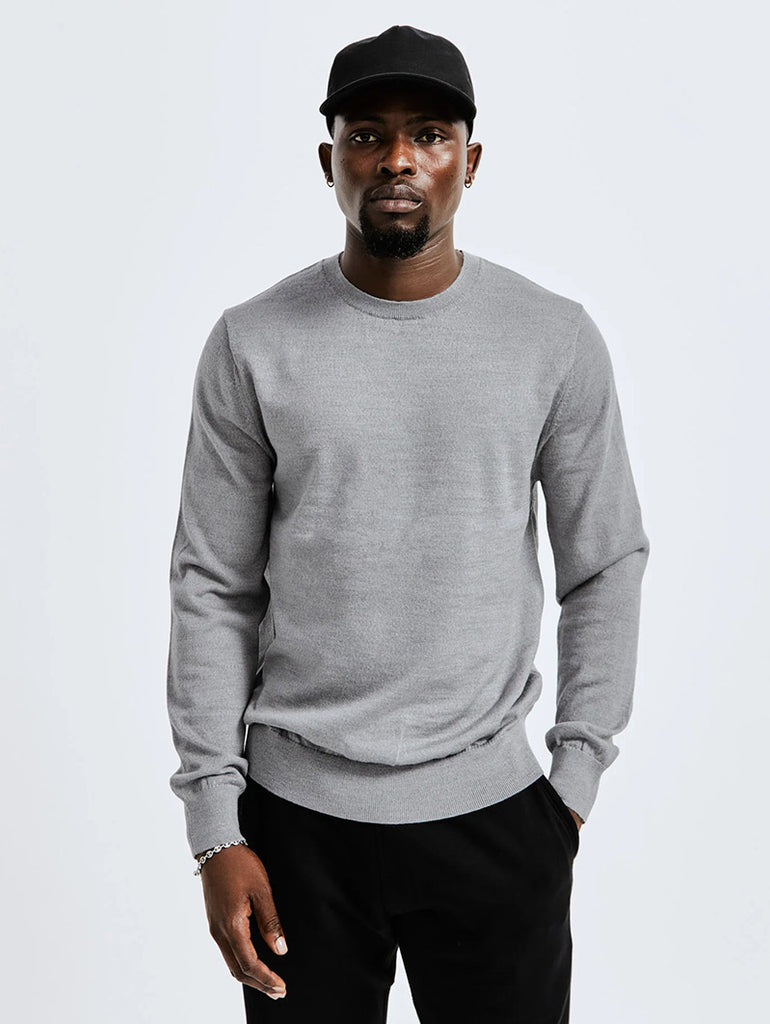 Lightweight Merino Harry Crewneck Heather Grey data-zoom-image=