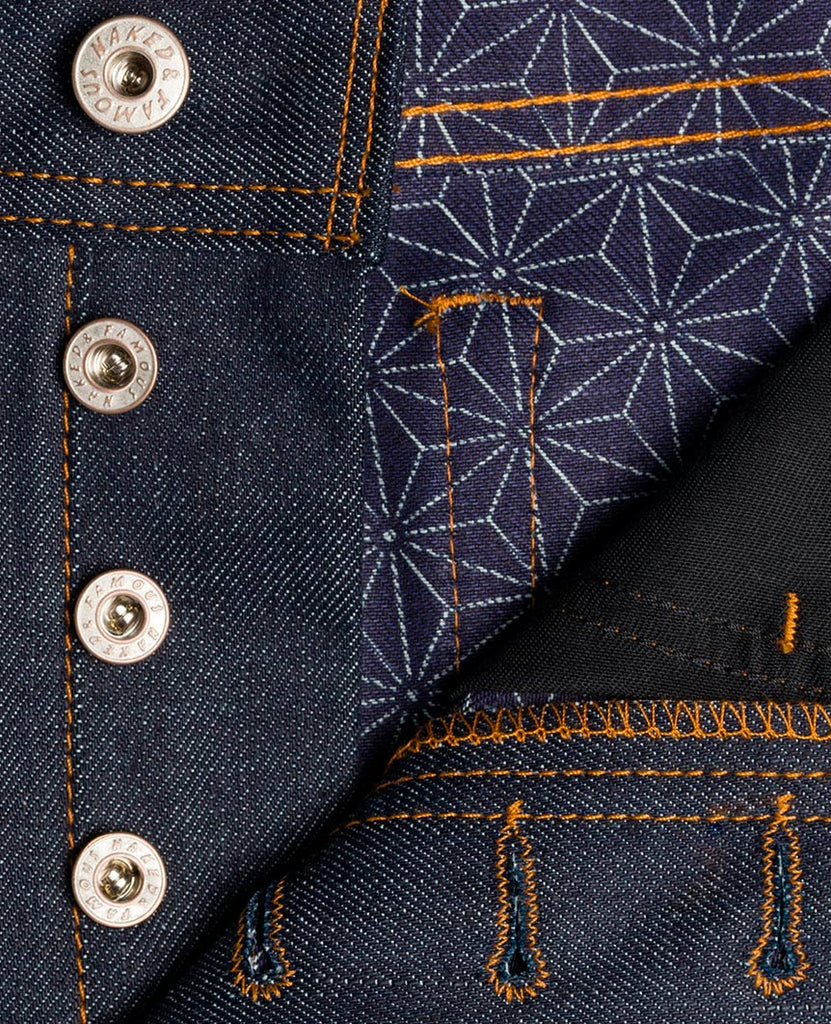 Asanoha Kimono Print Selvedge Indigo Weird Guy data-zoom-image=