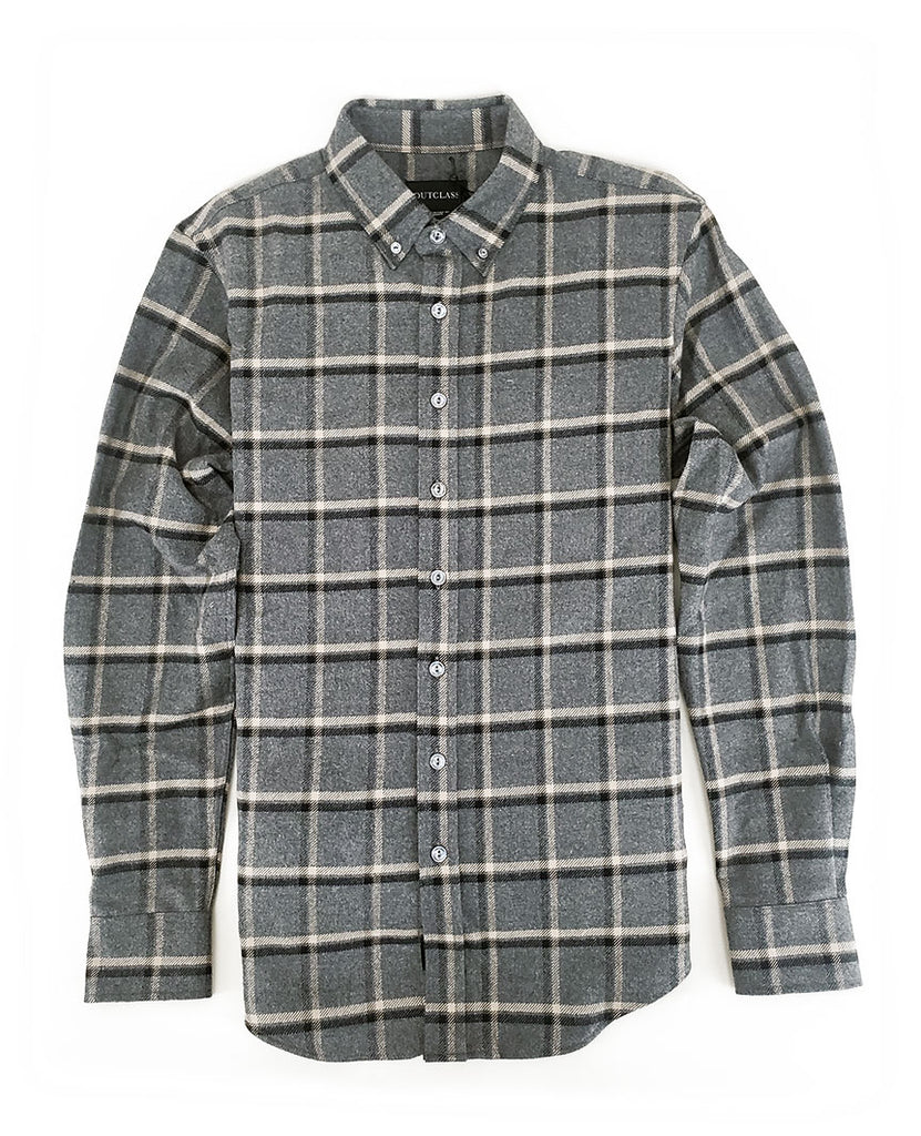 Grey Plaid Blanket Flannel Shirt data-zoom-image=