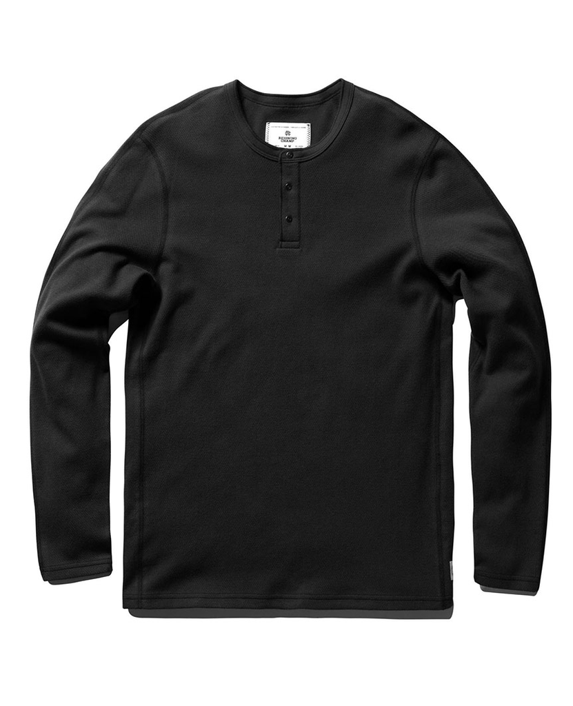 Long Sleeve Henley Ringspun Jersey Black data-zoom-image=