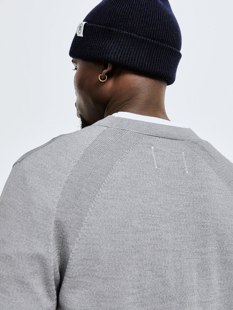 Lightweight Merino Harry Cardigan Heather Grey data-zoom-image=