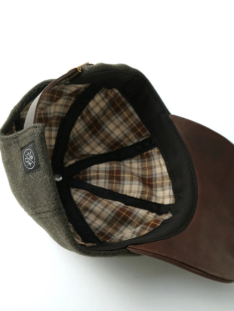 Olive Wool Leather Ball Cap data-zoom-image=