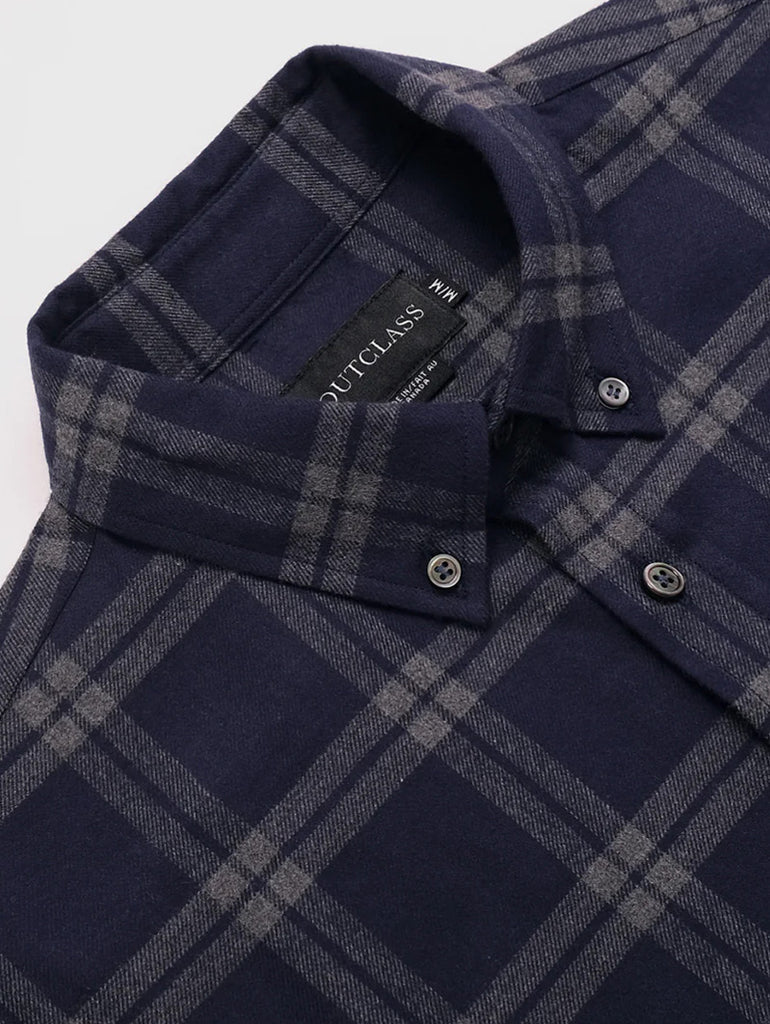Navy Windowpane Flannel Shirt data-zoom-image=