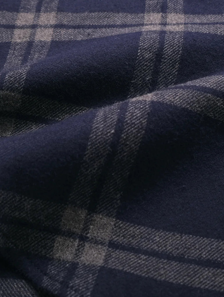 Navy Windowpane Flannel Shirt data-zoom-image=