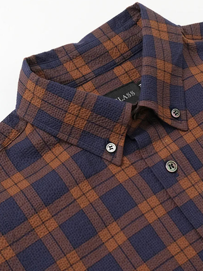 Plaid Micro Seersucker Short Sleeve Shirt data-zoom-image=