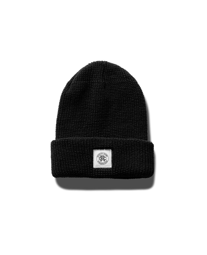 Merino Crest Label Wool Beanie Black data-zoom-image=