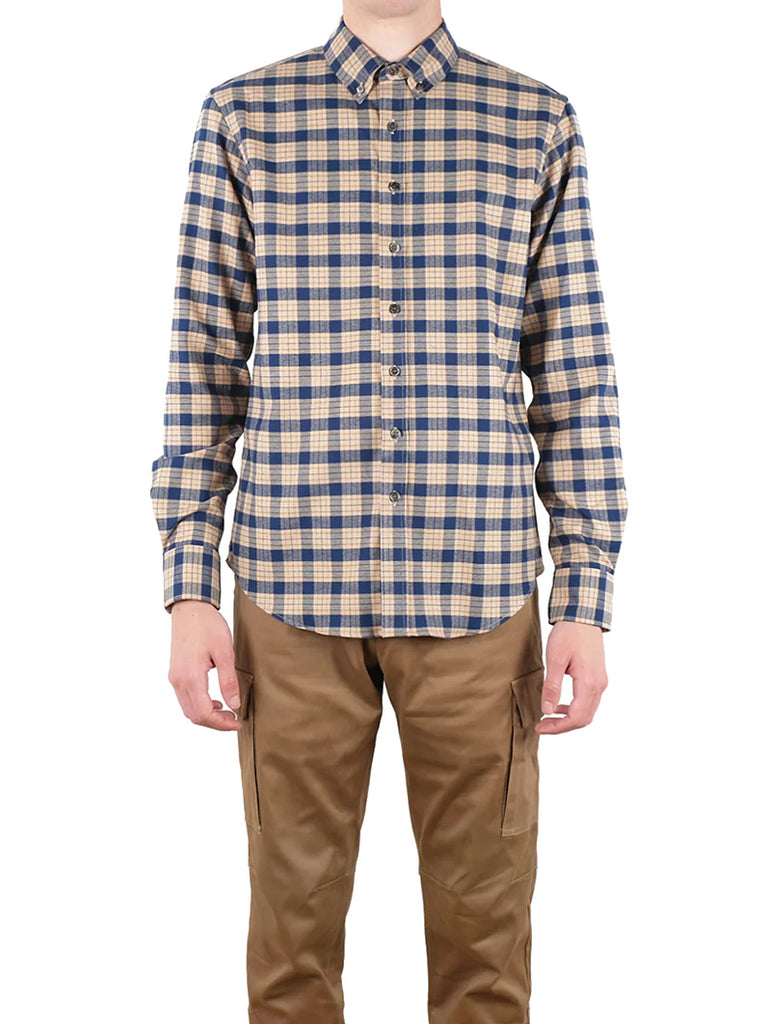 Camel/Navy Check Flannel Shirt data-zoom-image=