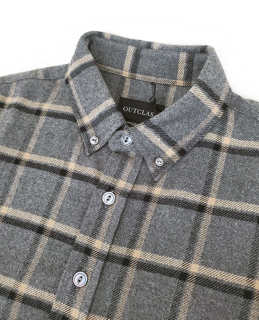 Grey Plaid Blanket Flannel Shirt data-zoom-image=
