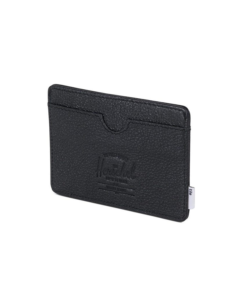 Charlie Wallet Tile Black Pebbled Leather data-zoom-image=