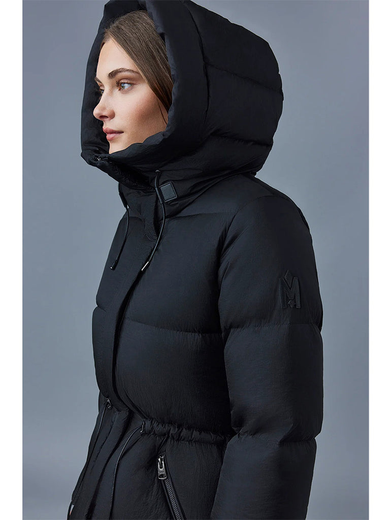 ISHANI Foil Shield Long Down with Hood Black data-zoom-image=