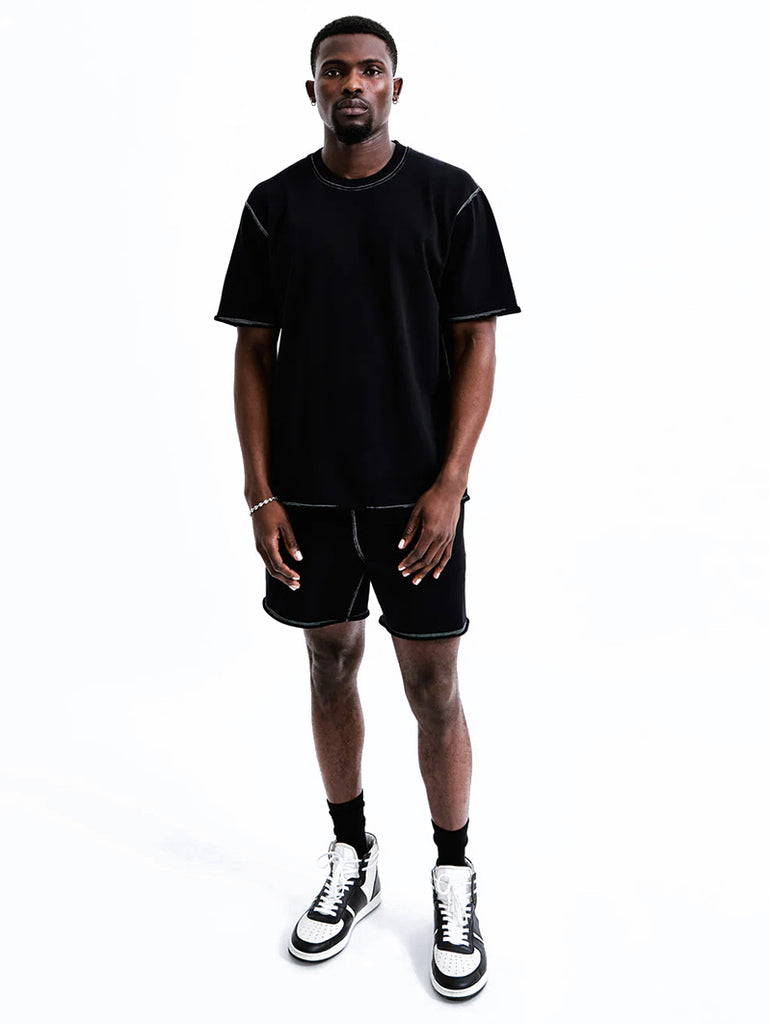 Lightweight Terry Cut-Off T-Shirt Black data-zoom-image=