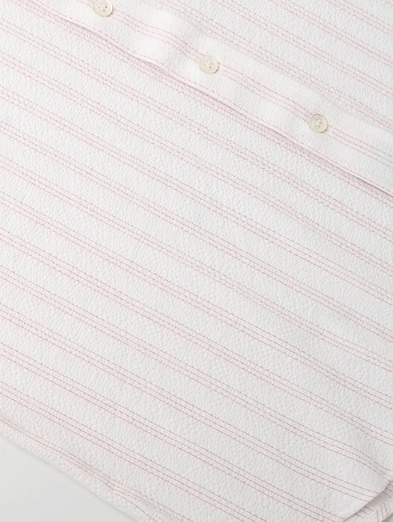 Salmon Stripe Seersucker Short Sleeve Shirt data-zoom-image=