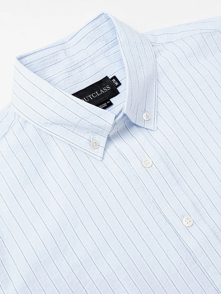Cloud Stripe Seersucker S/S Shirt data-zoom-image=