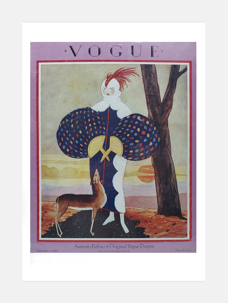 Vogue Cover Print Featuring A Woman  Fur Coat And Feathered Hat data-zoom-image=