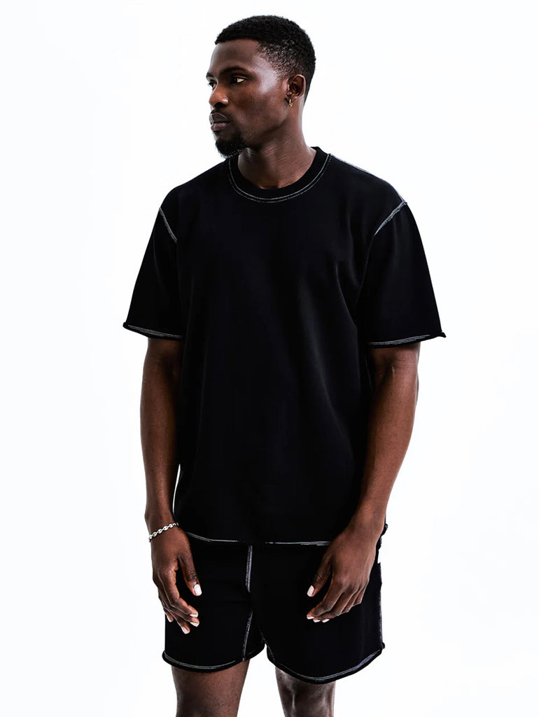 Lightweight Terry Cut-Off T-Shirt Black data-zoom-image=