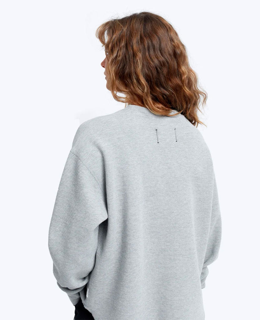 Flatback Thermal Relaxed  Crewneck Heather Grey Womens data-zoom-image=