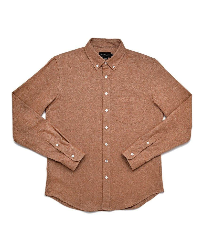 Camel Tweed Flannel Shirt data-zoom-image=