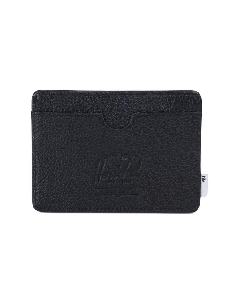 Charlie Wallet Tile Black Pebbled Leather data-zoom-image=