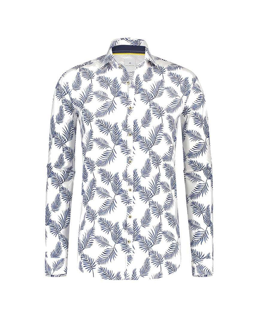 Blue Floral Summer Shirt White data-zoom-image=