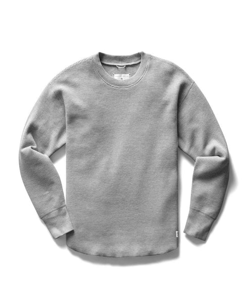 Flatback Thermal Relaxed Crewneck Heather Grey Womens, Reigning Champ
