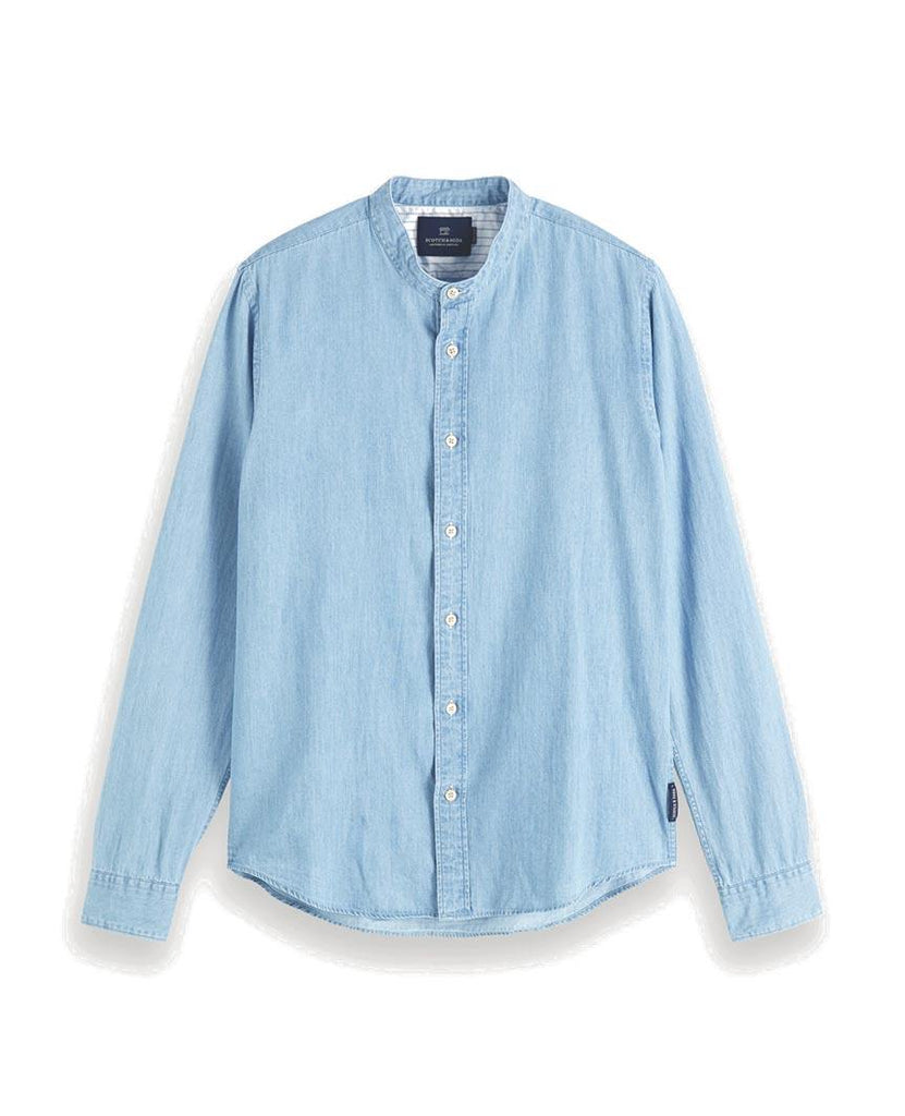 Collarless Shirt Regular fit Light Indigo data-zoom-image=