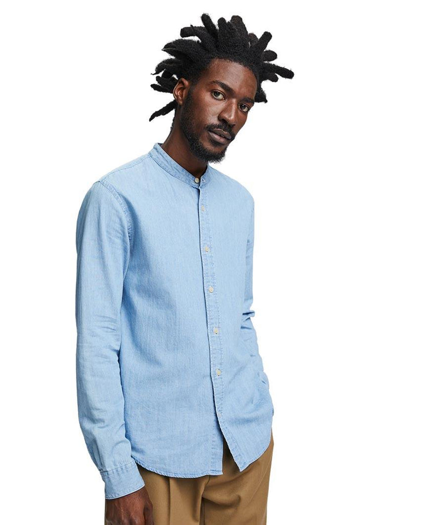 Collarless Shirt Regular fit Light Indigo data-zoom-image=