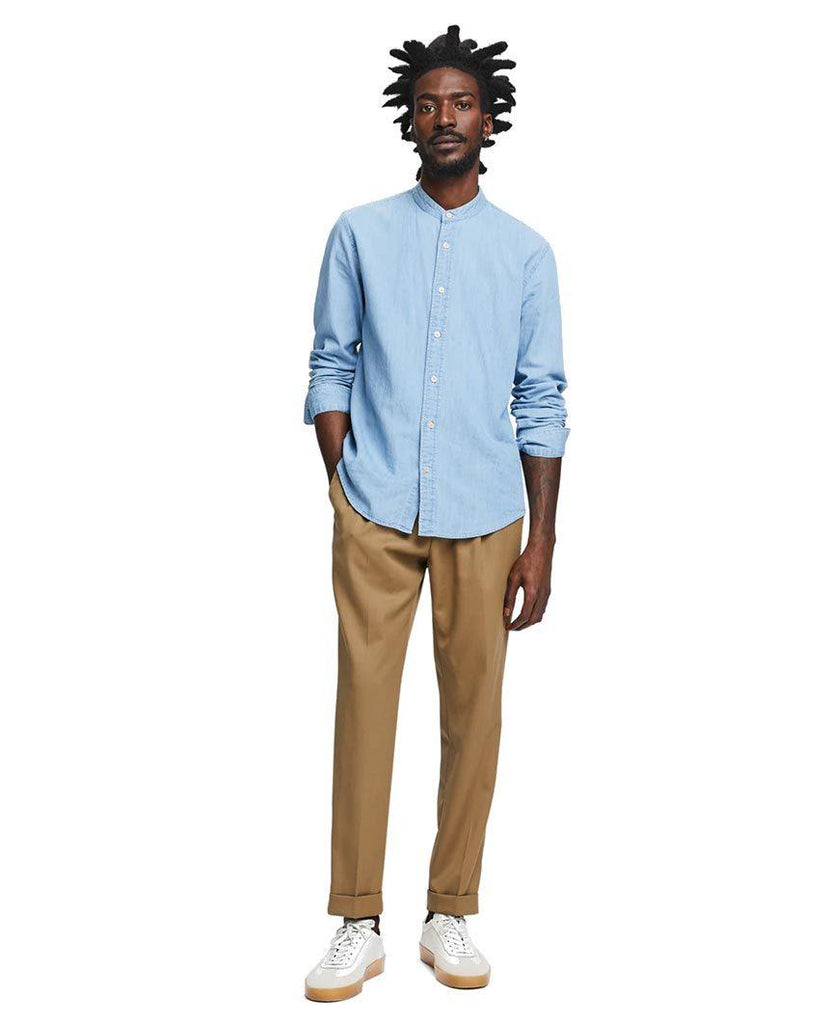 Collarless Shirt Regular fit Light Indigo data-zoom-image=