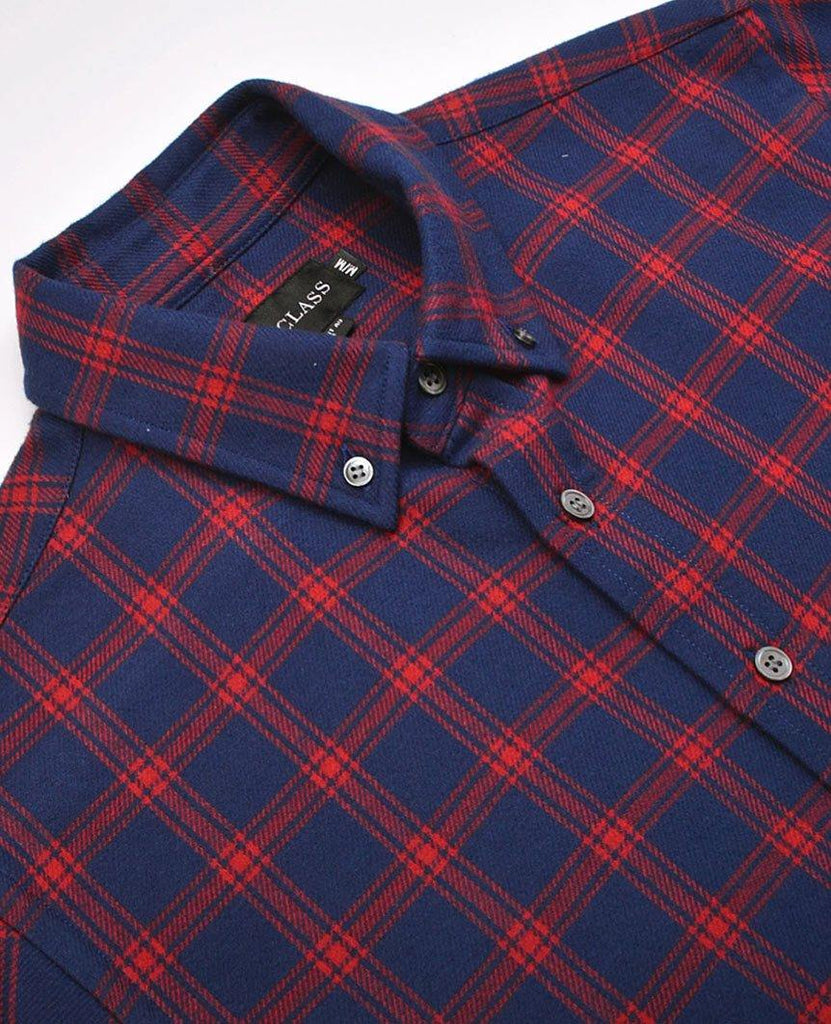 Navy Double-Sided Check Flannel data-zoom-image=