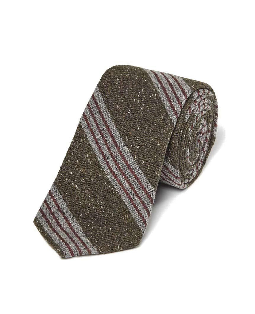 Olive Wool Blend Donegal Stripe Tie data-zoom-image=