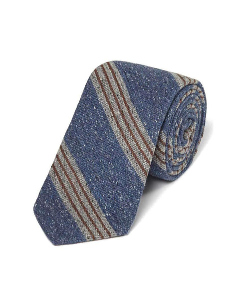 Blue Wool Blend Donegal Stripe Tie