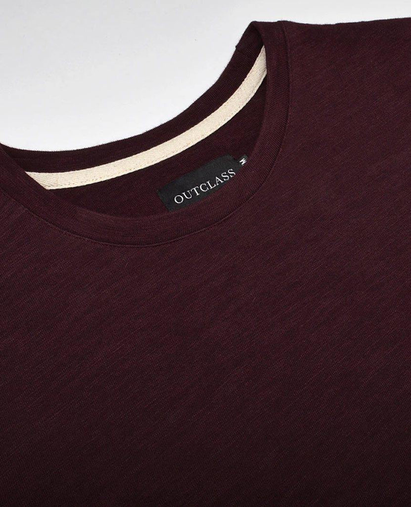 Maroon Slub L/S T-Shirt data-zoom-image=