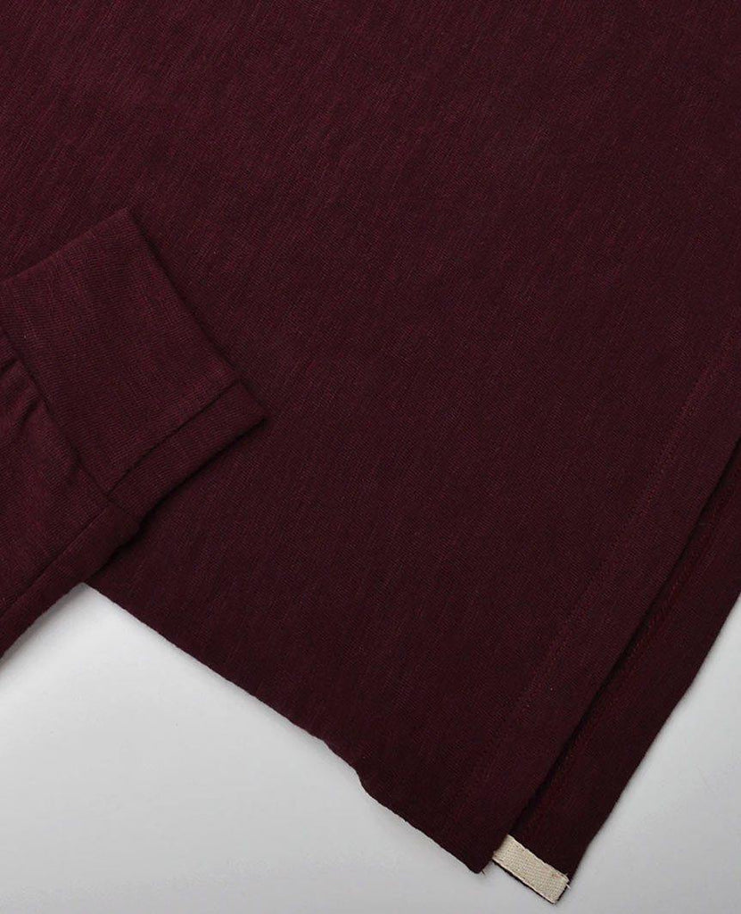 Maroon Slub L/S T-Shirt data-zoom-image=