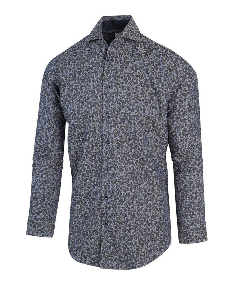 Navy Paisley Print Shirt data-zoom-image=