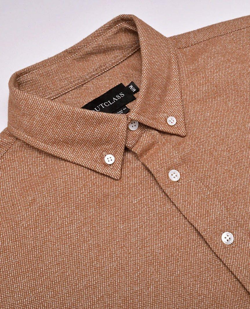 Camel Tweed Flannel Shirt data-zoom-image=