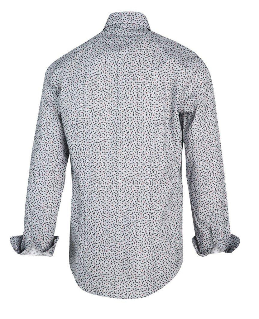 Grey Navy Flower Print Shirt data-zoom-image=