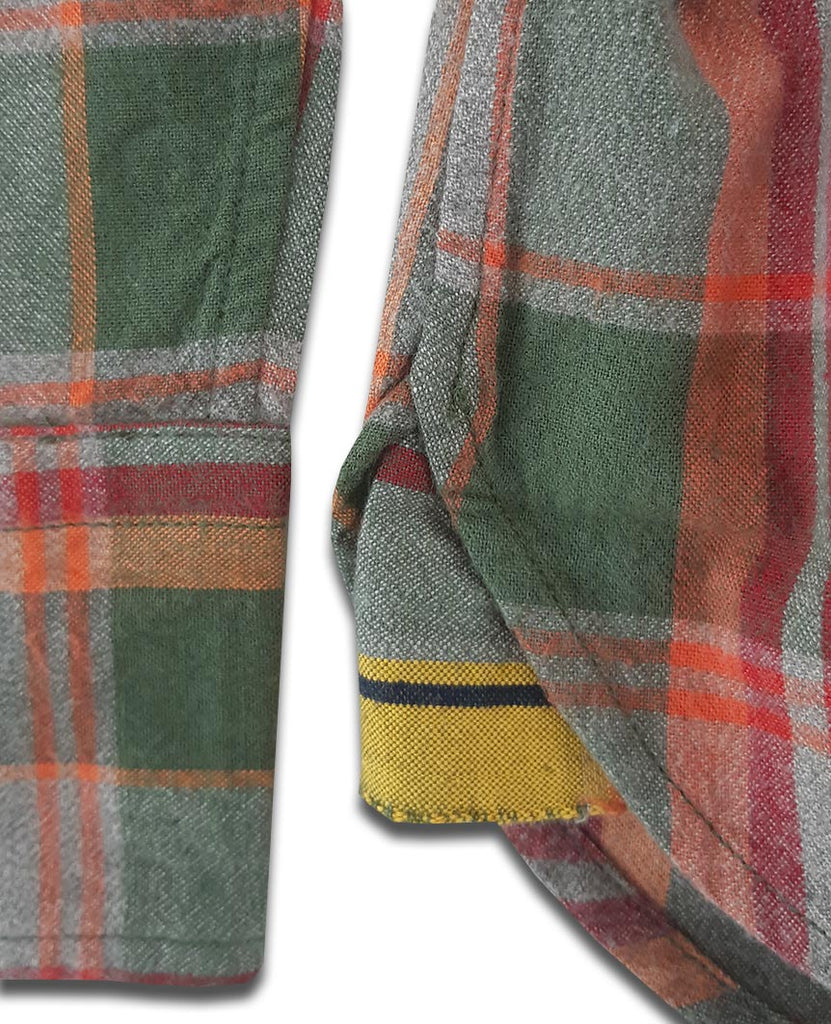 N°5 Classic Buttondown Collar LS Green Orange data-zoom-image=