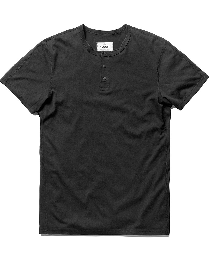 Henley Ringspun Jersey T-Shirt Black data-zoom-image=